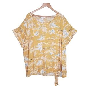 LC Lauren Conrad Tie-Front Tropical Hawaiian Plus Size Top